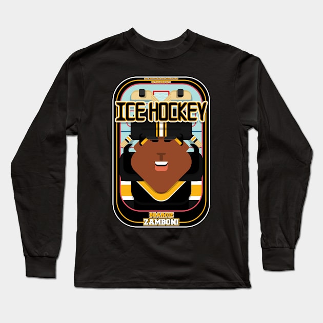 Ice Hockey Black and Yellow - Boardie Zamboni - Aretha version. Long Sleeve T-Shirt by Boxedspapercrafts